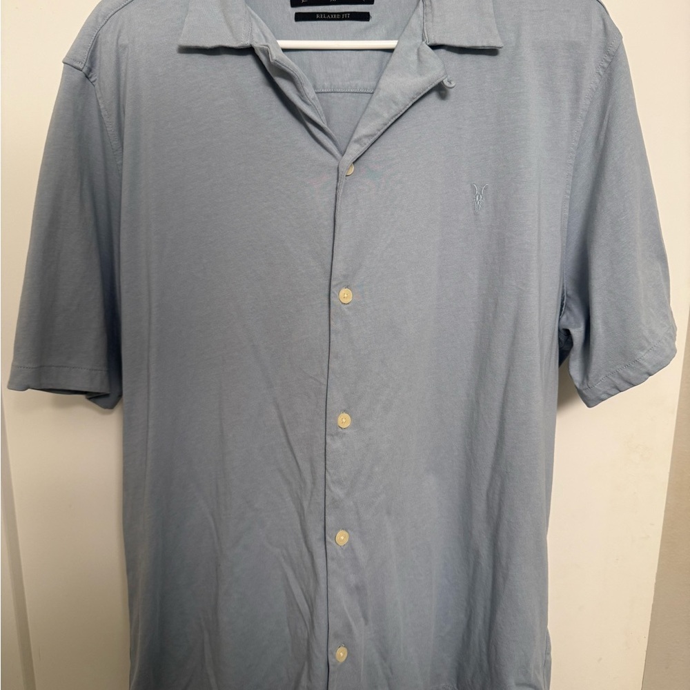 All Saints Sky Blue Casual Button Down Shirt